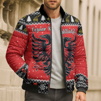 Personalized Albania Christmas Eagle Bomber Puffer Jacket The Double-headed Eagle - Wonder Print Shop