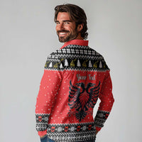 Personalized Albania Christmas Eagle Long Sleeve Polo Shirt The Double-headed Eagle - Wonder Print Shop