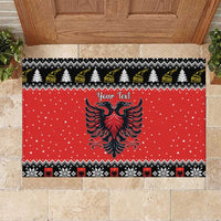 Personalized Albania Christmas Eagle Rubber Doormat The Double-headed Eagle - Wonder Print Shop