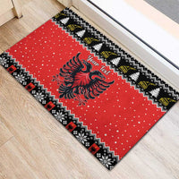 Personalized Albania Christmas Eagle Rubber Doormat The Double-headed Eagle - Wonder Print Shop