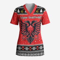 Personalized Albania Christmas Eagle Scrub Top The Double-headed Eagle - Wonder Print Shop