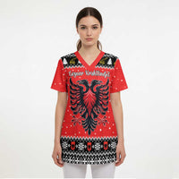 Personalized Albania Christmas Eagle Scrub Top The Double-headed Eagle - Wonder Print Shop