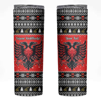 Personalized Albania Christmas Eagle Skinny Tumbler The Double-headed Eagle - Wonder Print Shop
