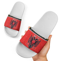 Personalized Albania Christmas Eagle Slide Sandals The Double-headed Eagle - Wonder Print Shop