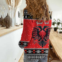 Personalized Albania Christmas Eagle Women Casual Shirt The Double-headed Eagle - Wonder Print Shop