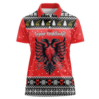 Personalized Albania Christmas Eagle Women Polo Shirt The Double-headed Eagle - Wonder Print Shop