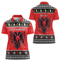 Personalized Albania Christmas Eagle Women Polo Shirt The Double-headed Eagle - Wonder Print Shop