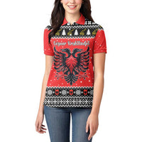 Personalized Albania Christmas Eagle Women Polo Shirt The Double-headed Eagle - Wonder Print Shop