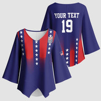 Custom World Soccer 2026 USA Kimono Sleeve Blouse Stars, Stripes and Glory - Wonder Print Shop