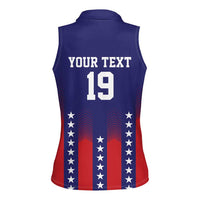 Custom World Soccer 2026 USA Women Sleeveless Polo Shirt Stars, Stripes and Glory - Wonder Print Shop
