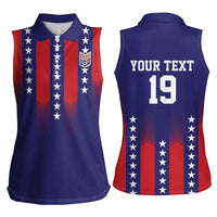 Custom World Soccer 2026 USA Women Sleeveless Polo Shirt Stars, Stripes and Glory - Wonder Print Shop