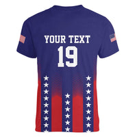 Custom World Soccer 2026 USA Women V-Neck T-Shirt Stars, Stripes and Glory - Wonder Print Shop