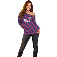 Custom World Soccer 2026 USA Off Shoulder Sweater Road To Glory Bring It Home - Wonder Print Shop