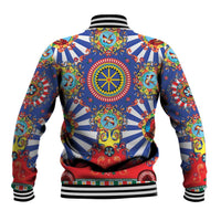 Sicily Italy Carretto Siciliano Baseball Jacket Sicilian Cart Floral Patterns