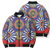Sicily Italy Carretto Siciliano Bomber Puffer Jacket Sicilian Cart Floral Patterns