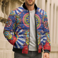Sicily Italy Carretto Siciliano Bomber Puffer Jacket Sicilian Cart Floral Patterns