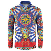Sicily Italy Carretto Siciliano Button Sweatshirt Sicilian Cart Floral Patterns