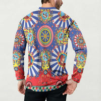 Sicily Italy Carretto Siciliano Button Sweatshirt Sicilian Cart Floral Patterns