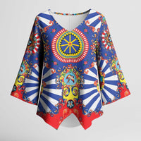 Sicily Italy Carretto Siciliano Kimono Sleeve Blouse Sicilian Cart Floral Patterns