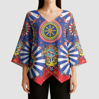 Sicily Italy Carretto Siciliano Kimono Sleeve Blouse Sicilian Cart Floral Patterns