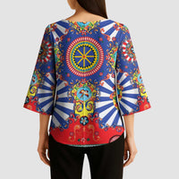 Sicily Italy Carretto Siciliano Kimono Sleeve Blouse Sicilian Cart Floral Patterns