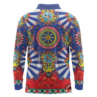 Sicily Italy Carretto Siciliano Long Sleeve Polo Shirt Sicilian Cart Floral Patterns