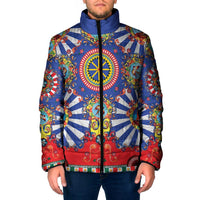 Sicily Italy Carretto Siciliano Padded Jacket Sicilian Cart Floral Patterns