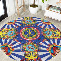 Sicily Italy Carretto Siciliano Round Carpet Sicilian Cart Floral Patterns