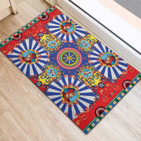 Sicily Italy Carretto Siciliano Rubber Doormat Sicilian Cart Floral Patterns