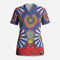 Sicily Italy Carretto Siciliano Scrub Top Sicilian Cart Floral Patterns