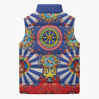 Sicily Italy Carretto Siciliano Sleeveless Puffer Jacket Sicilian Cart Floral Patterns