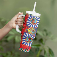 Sicily Italy Carretto Siciliano Tumbler With Handle Sicilian Cart Floral Patterns