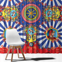 Sicily Italy Carretto Siciliano Window Curtain Sicilian Cart Floral Patterns