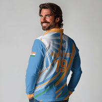 Custom India Cricket Long Sleeve Polo Shirt Tricolor with Ashoka Chakra