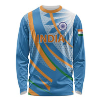 Custom India Cricket Long Sleeve Shirt Tricolor with Ashoka Chakra