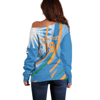 Custom India Cricket Off Shoulder Sweater Tricolor with Ashoka Chakra