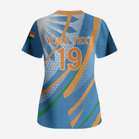 Custom India Cricket Scrub Top Tricolor with Ashoka Chakra
