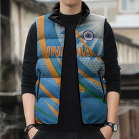 Custom India Cricket Sleeveless Puffer Jacket Tricolor with Ashoka Chakra