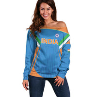 Custom India Cricket Off Shoulder Sweater Let’s Go Champions Men in Blue