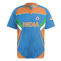 Custom India Cricket Rugby Jersey Let’s Go Champions Men in Blue