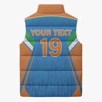 Custom India Cricket Sleeveless Puffer Jacket Let’s Go Champions Men in Blue