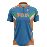 Custom India Cricket Zipper Polo Shirt Let’s Go Champions Men in Blue