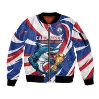 Custom World Football 2026 Cabo Verde Sleeve Zip Bomber Jacket Blue Shark Champions Trophy