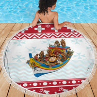 Malta Christmas Beach Blanket Presepju Nativity Scene on Luzzu Boat - Wonder Print Shop