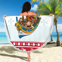 Malta Christmas Beach Blanket Presepju Nativity Scene on Luzzu Boat - Wonder Print Shop