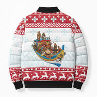 Malta Christmas Bomber Puffer Jacket Presepju Nativity Scene on Luzzu Boat - Wonder Print Shop