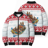 Malta Christmas Bomber Puffer Jacket Presepju Nativity Scene on Luzzu Boat - Wonder Print Shop