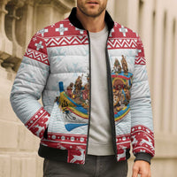 Malta Christmas Bomber Puffer Jacket Presepju Nativity Scene on Luzzu Boat - Wonder Print Shop