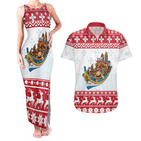Malta Christmas Couples Matching Tank Maxi Dress and Hawaiian Shirt Presepju Nativity Scene on Luzzu Boat - Wonder Print Shop
