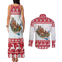 Malta Christmas Couples Matching Tank Maxi Dress and Long Sleeve Button Shirt Presepju Nativity Scene on Luzzu Boat - Wonder Print Shop